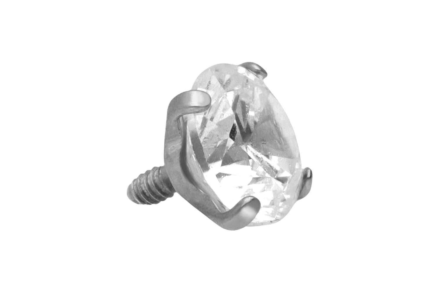 Titan Schraubaufsatz mit Außengewinde EINGEFASSTER KRISTALL von Piercingline